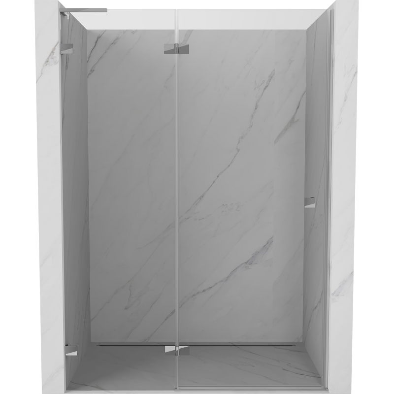 Mexen Lunar L kairios pusės dušo durys 140 cm, permatomos, chromas - 834L-140-000-01-00-L