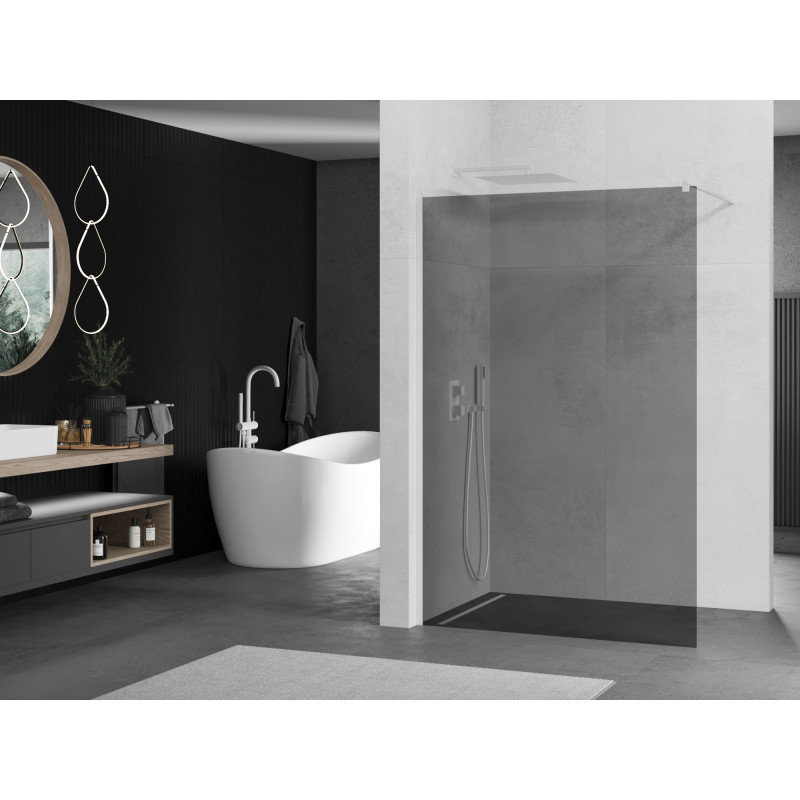 Mexen Kioto dušo sienelė Walk-in 70 x 200 cm, grafitas 8 mm, balta - 800-070-101-20-40