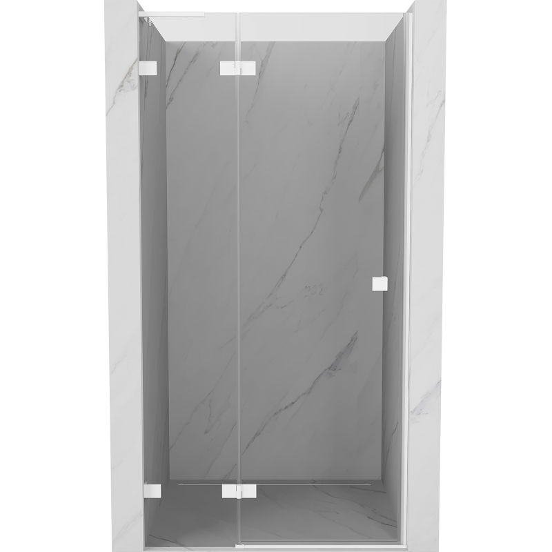 Mexen Lunar L kairiųjų pusių dušo durys 125 cm, permatomos, baltos - 834L-125-000-20-00-L