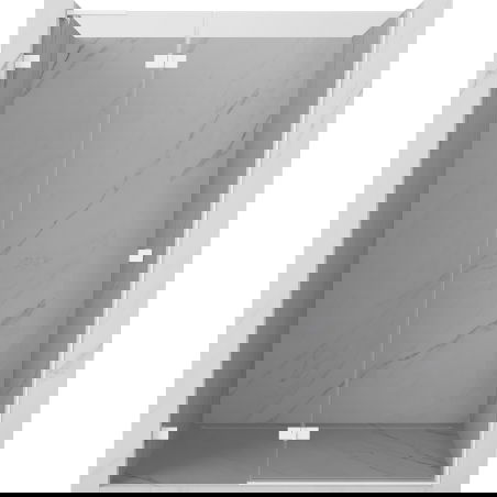 Mexen Lunar L kairiosios pusės dušo durys 135 cm, skaidrios, baltos - 834L-135-000-20-00-L