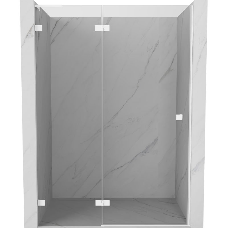 Mexen Lunar L kairiosios pusės dušo durys 140 cm, skaidrios, baltos - 834L-140-000-20-00-L