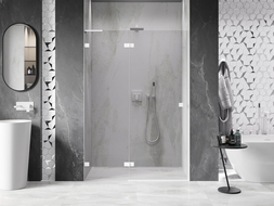 Mexen Lunar L dušo durys, atsiveriančios į kairę, 140 cm, permatomos, baltos - 834L-140-000-20-00-L