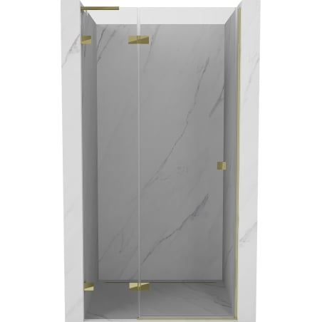 Mexen Lunar L kairiosios pusės dušo durys, 80 cm, permatomos, auksinės - 834L-080-000-50-00-L