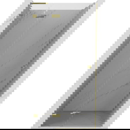 Mexen Lunar L kairės pusės sulankstomos dušo durys 115 cm, permatomos, auksinės - 834L-115-000-50-00-L