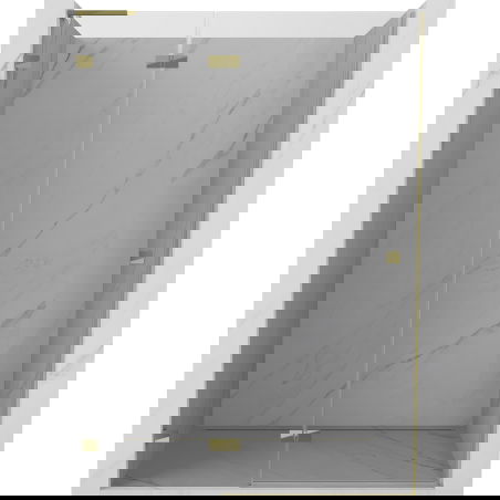 Mexen Lunar L kairės pusės dušo durys, atsidarančios į išorę, 135 cm, skaidrios, auksinės - 834L-135-000-50-00-L