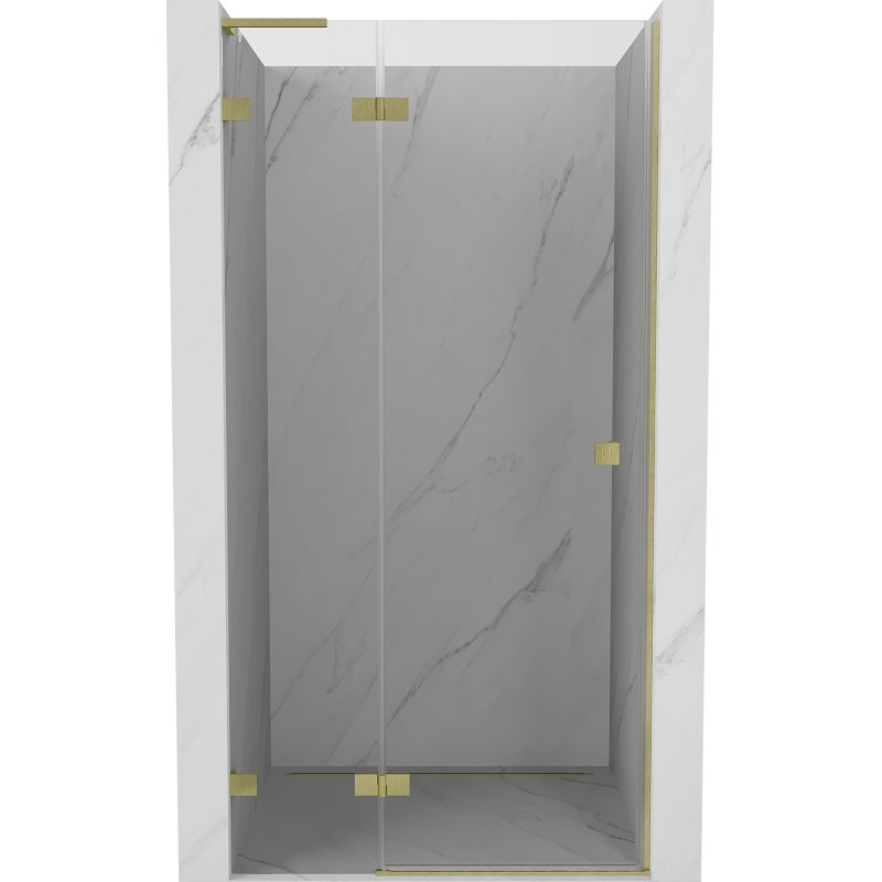 Mexen Lunar L dušo durys, varstomos kairės, 115 cm, permatomos, šlifuotas auksas - 834L-115-000-55-00-L