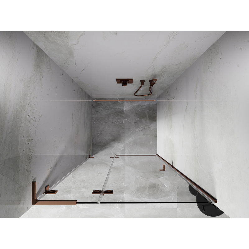 Mexen Lunar L atveriamos dušo durys kairės 80 cm, skaidrios, rožinis auksas - 834L-080-000-60-00-L