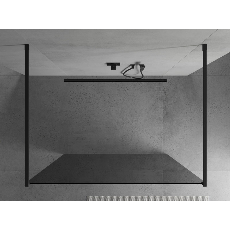 Mexen Kioto laisvai stovinti dušo sienelė 100 x 200 cm, grafitas 8 mm, juoda - 800-100-002-70-40