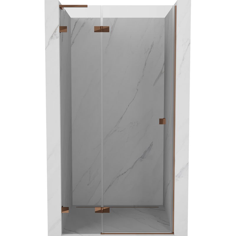 Mexen Lunar L kairios pusės atveriamos kairiosios dušo durys 95 cm, permatomos, rožinis auksas - 834L-095-000-60-00-L