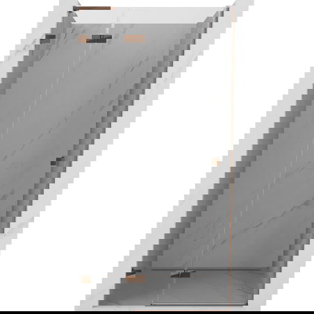 Mexen Lunar L kairioji šoninė dušo durys 120 cm, permatomos, rožinis auksas - 834L-120-000-60-00-L