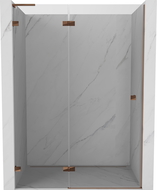 Mexen Lunar L kairiosios pusės dušo durys 140 cm, skaidrios, rožinis auksas - 834L-140-000-60-00-L