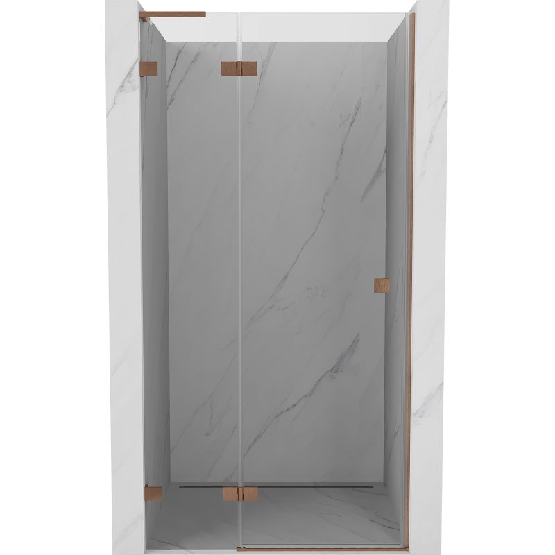 Mexen Lunar L kairųjų varstomų dušo durų 90 cm, skaidrios, šepečiu valyta varis - 834L-090-000-65-00-L