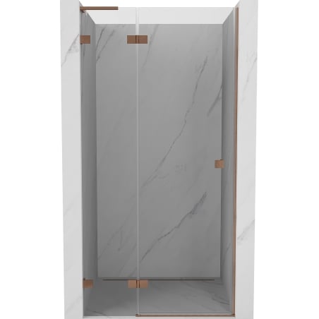 Mexen Lunar L kairųjų varstomų dušo durų 90 cm, skaidrios, šepečiu valyta varis - 834L-090-000-65-00-L