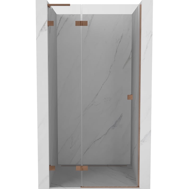 Mexen Lunar L kairinės dušo durys atveriamos kairės 115 cm, skaidrios, šlifuotas varis - 834L-115-000-65-00-L