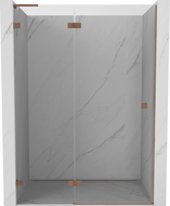 Mexen Lunar L kairia pusės dušo durys 135 cm, skaidrios, šlifuotas varis - 834L-135-000-65-00-L