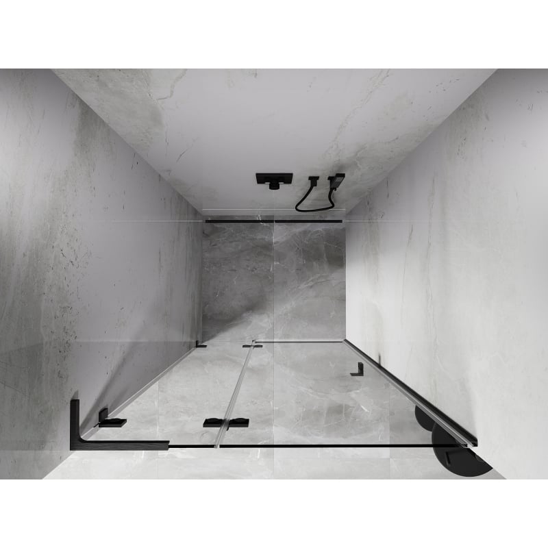 Mexen Lunar L kairiosios pusės dušo durys 90 cm, skaidrios, šepetėtu „gun gray“ - 834L-090-000-66-00-L