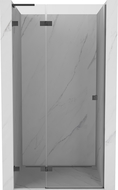 Mexen Lunar L kairios pusės atveriamos dušo durys 115 cm, skaidrus, šlifuota ginklo pilka - 834L-115-000-66-00-L