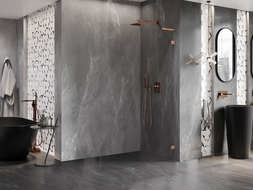 Mexen Lunar L dušo sienelė Walk-in dešinė 70 x 200 cm, skaidri 8 mm, šlifuotas varis - 830L-070-000-65-00-P