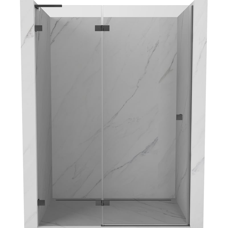 Mexen Lunar L kairiųjų durų dušo durys, 140 cm, skaidrios, šlifuotas gun gray - 834L-140-000-66-00-L