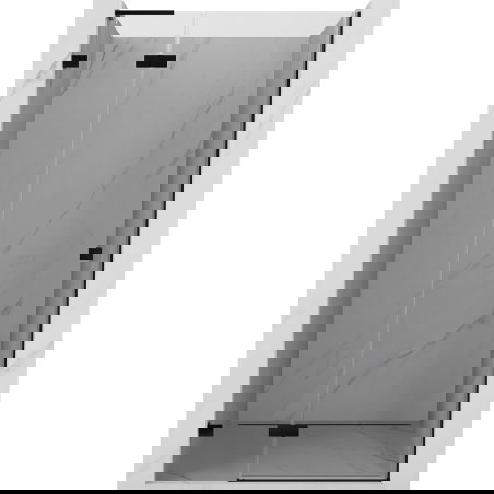 Mexen Lunar L kairiosios pusės dušo durys 125 cm, skaidrios, juodos - 834L-125-000-70-00-L