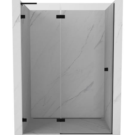 Mexen Lunar L kairioji varstomų durų dušo durys 130 cm, permatomos, juodos - 834L-130-000-70-00-L