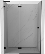 Mexen Lunar L pasukamoji kairė dušo durys 135 cm, permatomos, juodos - 834L-135-000-70-00-L