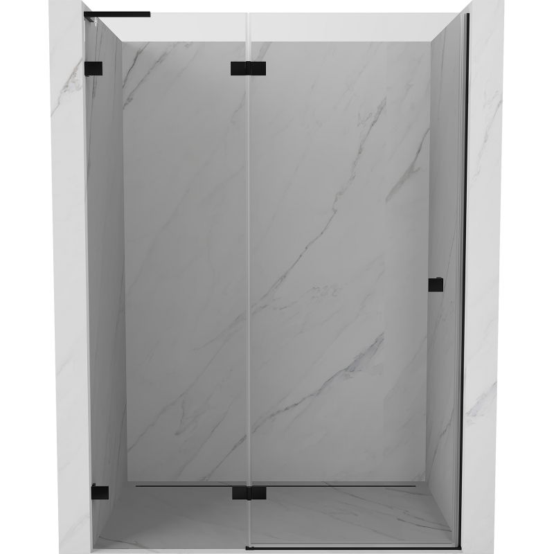 Mexen Lunar L kairiųjų durų dušo durys 140 cm, skaidrios, juodos - 834L-140-000-70-00-L