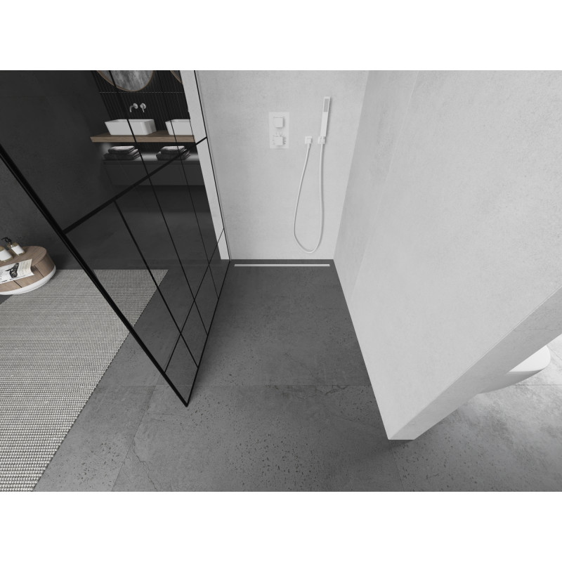 Mexen Kioto dušo siena Walk-in 100 x 200 cm, juodas raštas 8 mm, balta - 800-100-101-20-78