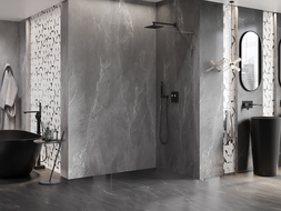 Mexen Lunar L dušo siena Walk-in dešinė 80 x 200 cm, permatomas 8 mm, šepečiu dengtas gun gray - 830L-080-000-66-00-P