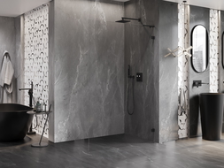 Mexen Lunar L dušo sienelė Walk-in dešinė 90 x 200 cm, skaidri 8 mm, juoda - 830L-090-000-70-00-P