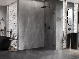 Mexen Lunar L dušo siena Walk-in dešinė 110 x 200 cm, skaidri 8 mm, juoda - 830L-110-000-70-00-P