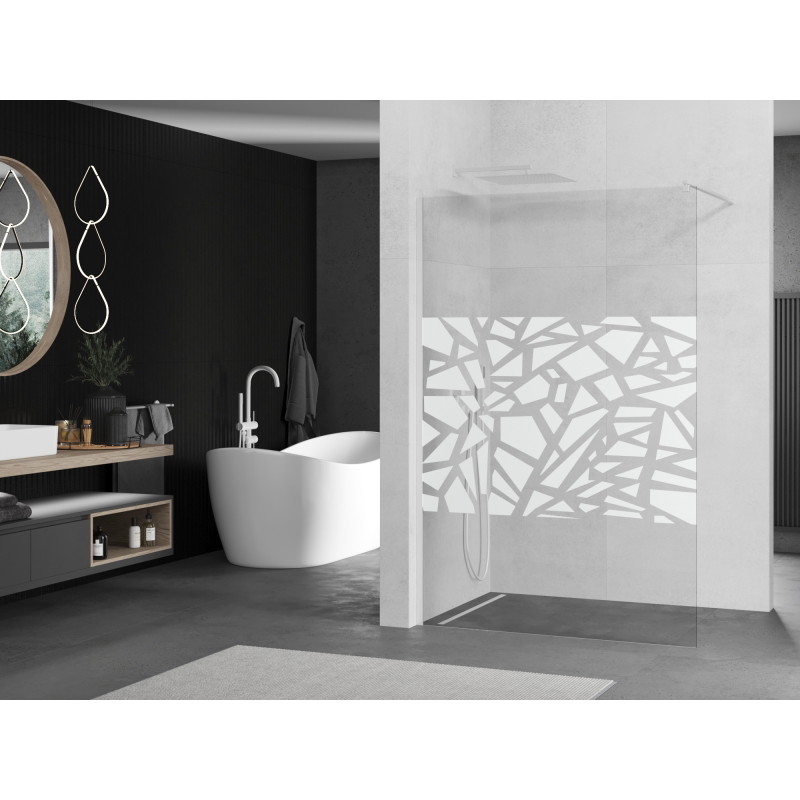Mexen Kioto dušo siena Walk-in 90 x 200 cm, baltas raštas 8 mm, balta - 800-090-101-20-85