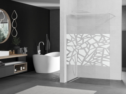 Mexen Kioto dušo kabina Walk-in 100 x 200 cm, baltas raštas 8 mm, balta - 800-100-101-20-85