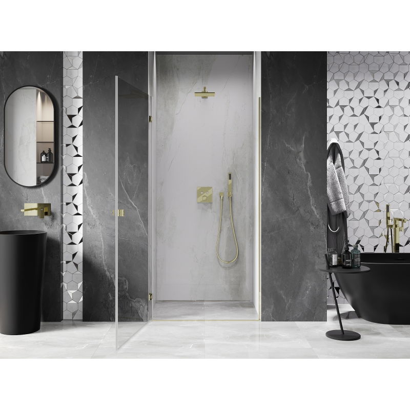 Mexen Lunar-B kairatės dušo durys 95 cm, skaidrios, auksinės - 832-095-000-50-00-L