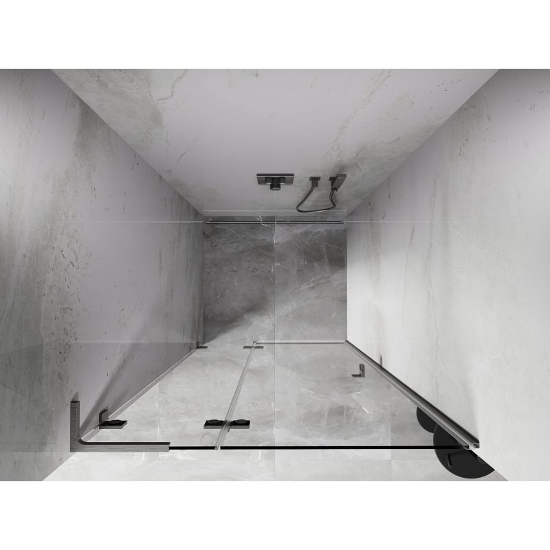 Mexen Lunar L kairiosios pusės dušo durys 85 cm, skaidrios, šepečiuotas nikeliu - 834L-085-000-97-00-L