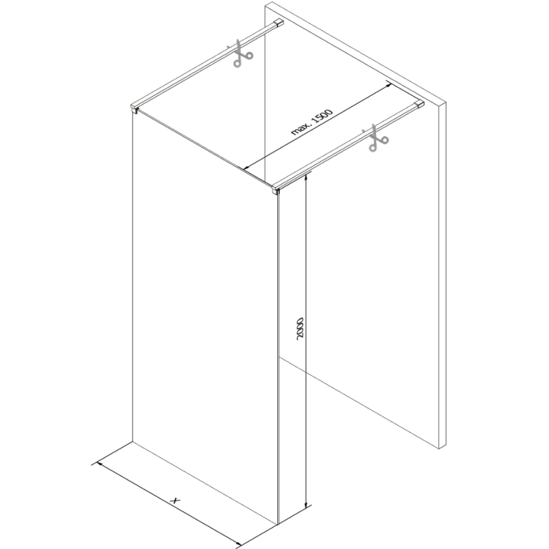 Mexen Kioto laisvai stovinti dušo pertvara 160 x 200 cm, permatoma 8 mm, balta - 800-160-002-20-00