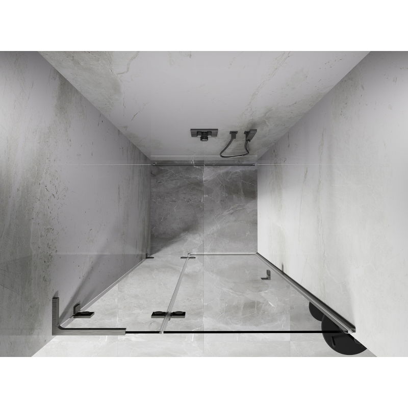 Mexen Lunar L dušo durys, kairės pusės 120 cm, permatomos, šepečiuotasis nikelis - 834L-120-000-97-00-L