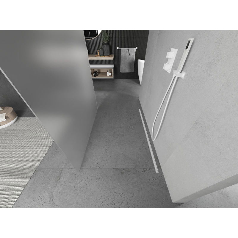 Mexen Kioto laisvai stovinti dušo siena 100 x 200 cm, matinė 8 mm, balta - 800-100-002-20-30