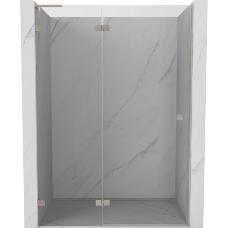 Mexen Lunar L kairioji dušo durys 130 cm, skaidrios, šlifuotas nikelis - 834L-130-000-97-00-L