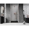 Mexen Lunar-B kairios pusės atveriamos dušo durys 60 cm, skaidrios, rožinis auksas - 832-060-000-60-00-L