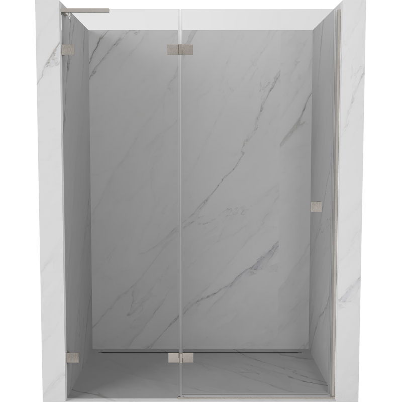 Mexen Lunar L kairiosios pusės dušo durys 140 cm, skaidrios, šlifuotas nikelis - 834L-140-000-97-00-L