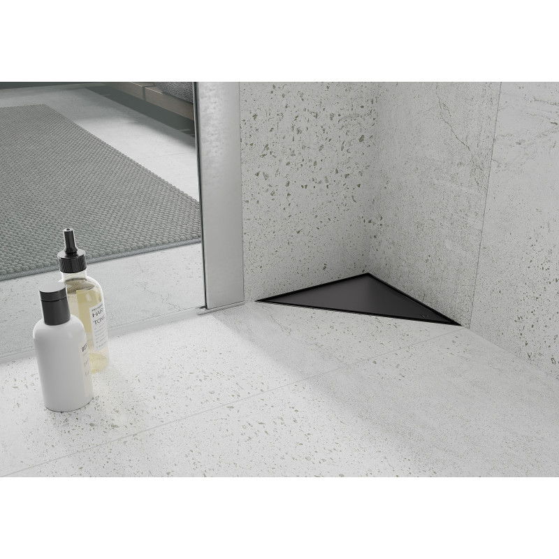 Mexen Flat-T M13 trikampis grindų nutekamasis 20 x 20 cm, juodas - 1710320