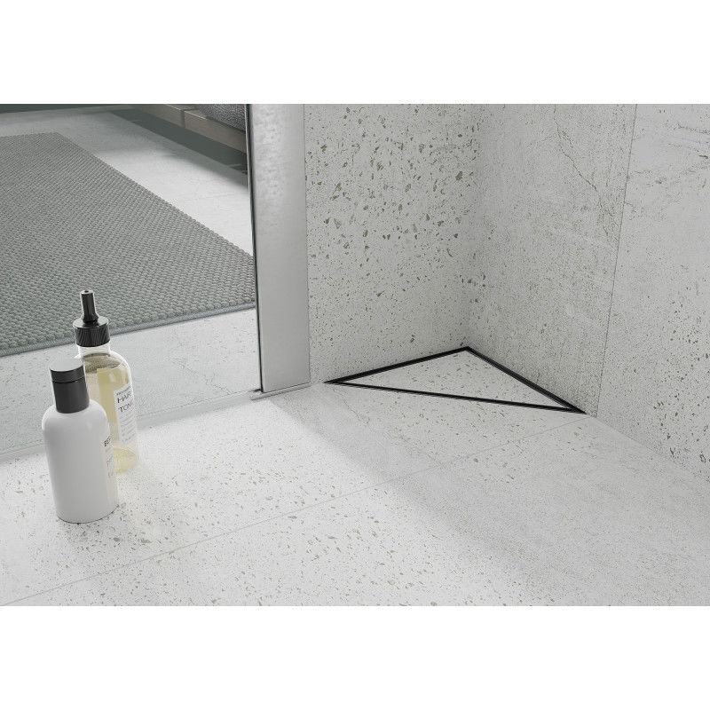 Mexen Flat-T M13 trikampis grindų nutekamasis 20 x 20 cm, juodas - 1710320