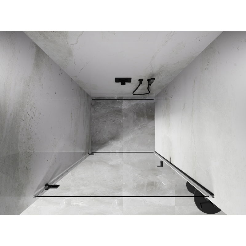 Mexen Lunar-B kairiosios pusės dušo durys 90 cm, skaidrios, šlifuotos pistoletinės pilkos spalvos - 832-090-000-66-00-L