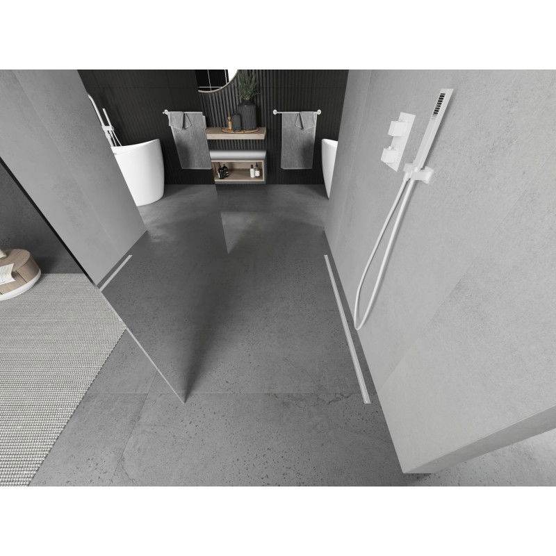 Mexen Kioto laisvai stovinti dušo siena 110 x 200 cm, veidrodis 8 mm, balta - 800-110-002-20-50