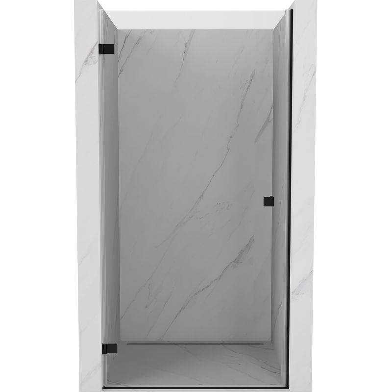 Mexen Lunar-B kairios pusės dušo durys, 95 cm, permatomos, juodos - 832-095-000-70-00-L