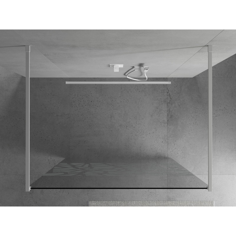 Mexen Kioto laisvai stovinti dušo sienelė 100 x 200 cm, baltas raštas 8 mm, balta - 800-100-002-20-85