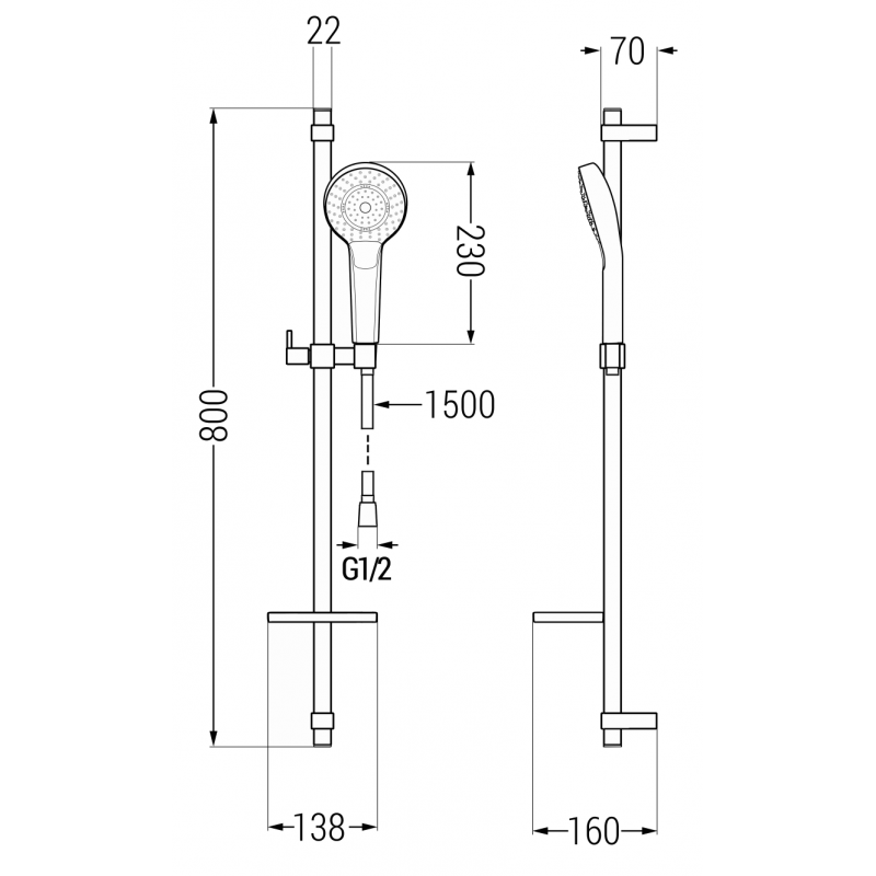 Mexen DQ05 slankus dušo komplektas, baltas - 785054581-20