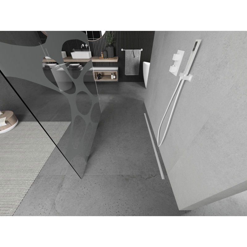 Mexen Kioto Atvirai stovinti dušo sienelė 110 x 200 cm, balta banga 8 mm, balta - 800-110-002-20-97