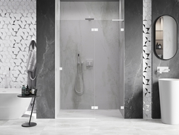 Mexen Lunar L dešinės pusės varstomos 140 cm dušo durys, skaidrios, baltos - 834L-140-000-20-00-P